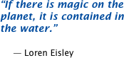 If there is magic on the planet, it is contained in the water.  -- Loren Eisley
